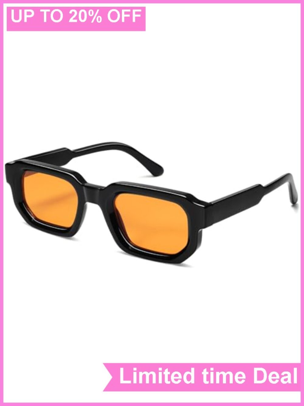 Retro Chunky Rectangle Sunglasses UV400 Protection for Men Women